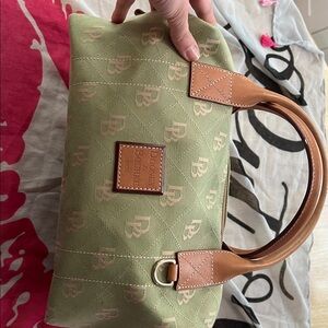Dooney & Bourke Green and Tan Satchel